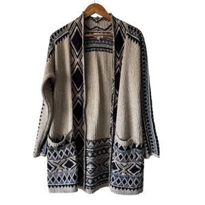 Lucky Brand Cardigan Women XS Multicolor Aztec Western Casual Open Front Sweater